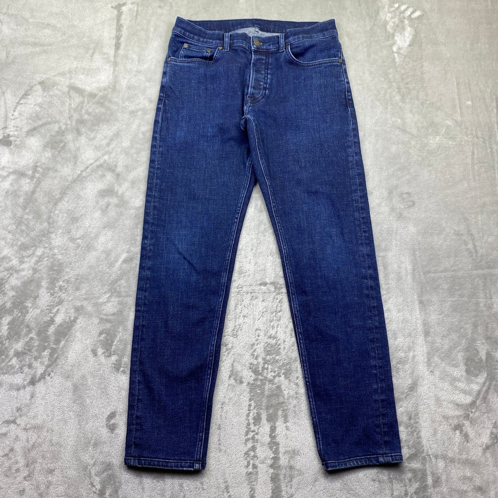 COS Mid Rise Slim Fit Tapered Leg Button Fly Jeans Men Sz 29‎ Fits Grunge Blue